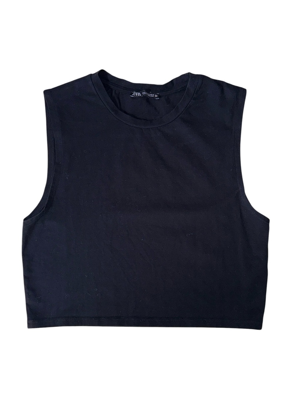 Zara Black Cropped Tank Top - XL
